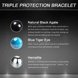 DHQH Triple Protection Bracelet 8/10MM Hematite Black Agate Tigers Eye Stone Bracelet Crystal Jewelry Healing Bead Bracelets for Men Bring Luck, Prosperity and Happiness G-8MM Triple Beads Double