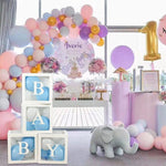 Baby Boxes with Letters for Baby Shower, 4 Transparent Balloon Boxes with 16 Letters for Boys & Girls Birthday, Gender Reveal Decorations and Wedding Party(White) White