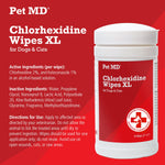 Pet MD Chlorhexidine Wipes XL with Aloe for Dogs and Cats - Medicated Wipes for Skin Infections, Hotspots, Acne, & Other Skin Conditions - 70 XL Wipes