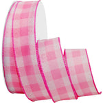 Morex Gingham Style Ribbon, Wired Taffeta, 1-1/2 inch by 50 Yards, Light Pink 1.5" x 50 yards