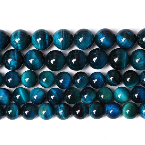 AAA Natural Blue Tiger Eye Gemstone Beads Natural Round Crystal Energy Stone Healing Power for Jewelry Making 12mm 32pcs 1 Strand 15" (Blue Tiger Eye, 12mm)