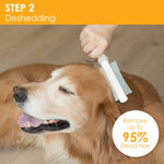 2 in 1 Dog Cat Comb Shedding Brush, Stainless Dematting Comb for Dogs & Cats, Cat Brush for Indoor Cats for Removing Matted Fur, Knots & Tangles from Undercoat, Professional Deshedding Brush to Remove Dead & Loose Hair for Long Haired Dogs