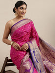 Pandadi Saree Women's Banarasi Silk Saree With Unstitched Blouse Piece