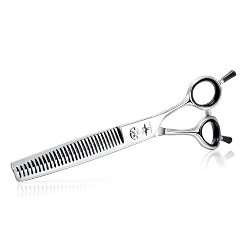 7 Inch Straight Dog Grooming Scissors Pet Thinning Texturizing Shears Professional Safety Blunt Tip Trimming Shearing for Dogs Cats Face Paws Limbs Japanese Stainless Steel Silver 7.0"Thinning