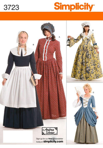 Simplicity 3723 Historical Pioneer Sewing Pattern for Women by Andrea Schewe, 6-12 HH (6-8-10-12)