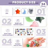 54 Pcs Worry Stones Bulk Heart Moon Star Natural Crystal Stones Tiny Crystals Gemstones Assorted Palm Thumb Quartz Crystal Stones for Witchcraft Supplies Meditation Balancing DIY Craft Jewelry