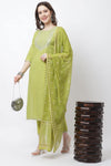 Rajnandini Women's Pure Jaipur Printed Cotton Jaipuri Printed Kurta Set With Dupatta (JOPLVL281_Mehndi Green)