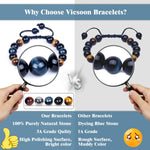 Vicsoon Protection Bead Bracelets for Men Women, Healing Crystal Jewelry Stone with 10mm Blue Yellow Tigers Eye Black Obsidian, Handmade Bracelets Bring Luck, Prosperity and Happiness Blue Yellow Black