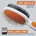 Wahl Premium Pet Double Sided Pin Bristle Brush with Patented Stacked Pin Design - Removes Loose Hair & Stimulates the Skin while Creating a Soft Coat Shine - Model 858501