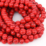 Jmzothie Natural Stone Beads Red Turquoise Beads Energy Crystal Healing Power Gemstone for Jewelry Making (8mm, red Turquoise Beads) 8mm
