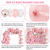 Amandir 143pcs Baby Boxes Pink Baby Shower Decorations for Girl, Rose Gold Pink Balloons Garland Kit Baby Boxes with Letters (A-Z+Baby+Girl) for Baby Shower Girl Birthday Gender Reveal Party Supplies