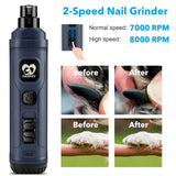 Casfuy Dog Nail Grinder with 2 LED Light - New Version 2-Speed Powerful Electric Pet Nail Trimmer Professional Quiet Painless Paws Grooming & Smoothing for Small Medium Large Dogs and Cats (Blue) Blue