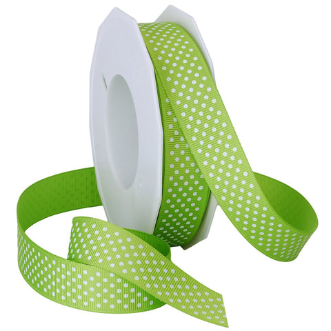 Morex Swiss Dot Polyester Grosgrain Ribbon, 7/8-Inch by 20-Yard Spool, Lime (3906.05/20-027) 7/8-In x 20-Yd