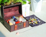 24Pcs Healing Crystals Set Real Chakra Energy Stones in Red Wooden Box Spiritual Crystals Witchcraft Kit, 7 Large and 7 Small Raw, 7 Tumbled Stones, 1 Bag of Mini Crystals, 1 Pendulum, 1 Altar Cloth Red Wooden Box(24pcs)