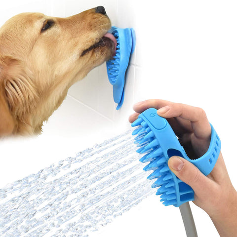 Aquapaw Pro Dog Bathing Tool and Slow Treater Combo - Lick Mat Suctions to The Wall or Floor for Anxiety-Free Pet Grooming - The Sprayer and Scrubber Works with Indoor Shower or Outdoor Garden Hose