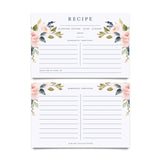Bliss Collections Recipe Cards, Navy Floral, Double-Sided Cards for Family Recipes, Wedding Showers, Bridal Showers, Baby Showers and Housewarming Gifts, 4"x6" (50 Cards)