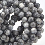 100Pcs Natural Crystal Beads Stone Gemstone Round Loose Energy Healing Beads with Free Crystal Stretch Cord for Jewelry Making (Larvikite Labradorite, 6MM) Larvikite Labradorite