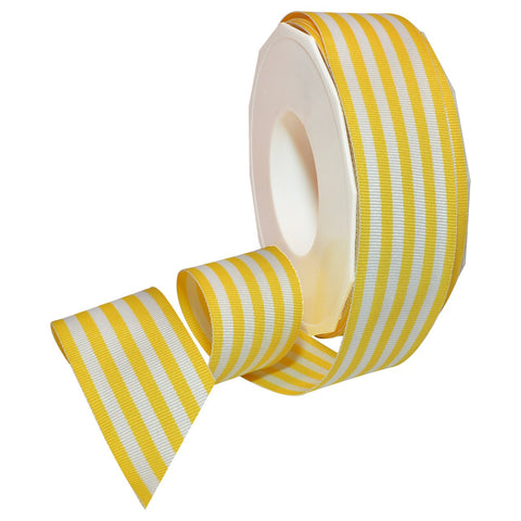 Morex Ribbon Polyester Grosgrain Striped Decorative Ribbon, 20 Yard, Yellow, 1-1/2 in (99509/20-605) 1-1/2" by 20 yd.