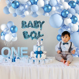 Janinus Blue And White Balloon Arch Garland Kit-121 PCS 5+12+18 Inch Blue White Baby Boy Balloons For Baby Shower Decorations Birthday Engagement Party Gender Reveal Balloons Decoration