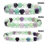 NCB 100Pcs 8mm Natural Stone Beads Gemstone Round Loose Stone Beads Spacer Beads Energy Healing Beads with Free Crystal Stretch Cord for Jewelry Making (Colorful Fluorite, 8mm 100Beads) Colorful Fluorite