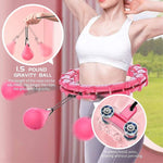 Lazy Smart Weighted Hoola Hoops Will Not Fall Weight Loss and Body Shaping Exercise Hoops 24 Sections Detachable Adjustable Weight Auto-Spinning Ball for Adults and Children Rosa roja
