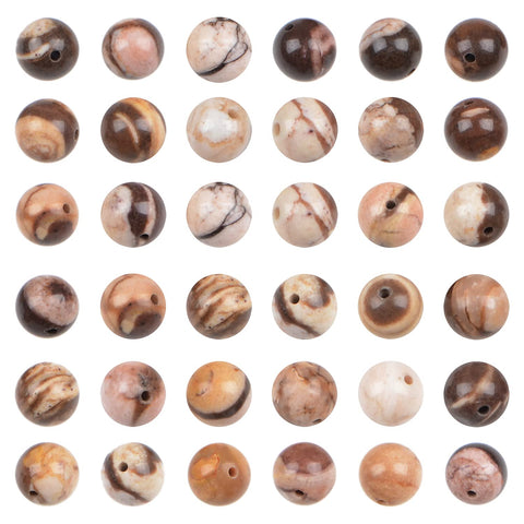 Bymitel 140Pcs Natural Crystal Beads Stone Gemstone Round Energy Healing Loose Beads with Stretch Cord for Jewelry Making Bracelets Anklets (Brown Zebra Jasper, 8mm 140pcs) Brown Zebra Jasper