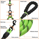 Double Dog Leash Reflective Detachable Coupler and Tangle Free, Support add to Multiple Rope Leash Control with Padded Handle for Large and Medium Dogs Walking (Ligth Green, Double Leash) Ligth Green