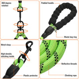 Double Dog Leash Reflective Detachable Coupler and Tangle Free, Support add to Multiple Rope Leash Control with Padded Handle for Large and Medium Dogs Walking (Ligth Green, Double Leash) Ligth Green
