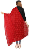 AKSHAR LLC Women's Designer Pure Chiffon Dupatta with Pure Cotton Thread Embroidery Work