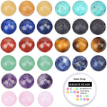 80Pcs Natural Crystal Beads Stone Gemstone Round Loose Energy Healing Beads with Free Crystal Stretch Cord for Jewelry Making (Mixed Colors A, 10mm) Mixed Colors A