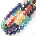 80Pcs Natural Crystal Beads Stone Gemstone Round Loose Energy Healing Beads with Free Crystal Stretch Cord for Jewelry Making (Mixed Colors A, 10mm) Mixed Colors A