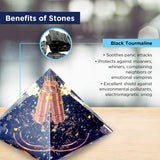 Re-Balancing Orgone Pyramid - Black Tourmaline Healing Crystals and Stones Pyramid - Gold Foil Copper Coil Soothes Panic Attacks Orgonite Pyramid - By Orgonite Crystal