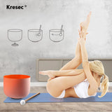 Kresec Orange 9 Inch Crystal Singing Bowl D Note (±40 cents) Sacral Chakra with O-ring and Mallet for Meditation, Yoga, Spiritual and Body Healing and Energy Cleansing Orange D Note