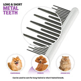 Detangling Pet Comb with Long & Short Stainless Steel Teeth for Removing Matted Fur, Knots & Tangles – Detangler Tool Accessories for Safe & Gentle DIY Dog & Cat Grooming (Grooming Comb) Type A