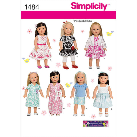 Simplicity 1484 Doll Clothes Sewing Patterns for 18'' Dolls