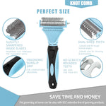 2 Sided Pet Grooming & Deshedding Brush Undercoat Rake for Cats & Dogs Safe Dematting Comb for Mats Tangles Removing
