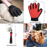 Wisedog Pet Grooming Tool Kit Dogs Cats Pin & Bristle Brush Cleaning Slicker Brush Dematting Comb Nail Clipper & File Hair Removal Mitts Flea Comb Double Grooming Comb 8-Piece