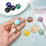 SUPERFINDINGS 16PCS Half Round Gemstones Cabochon 20mm Flat Back Gemstone Cabochons 16 Color Healing Quartz Chakra Crystal Stone for Bracelet Necklace Jewelry Making 16 Colors