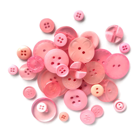 Buttons Galore and More Basics & Bonanza Collection – Extensive Selection of Novelty Round Buttons for DIY Crafts, Scrapbooking, Sewing, Cardmaking, and Other Art & Creative Projects 8.0 oz Pink
