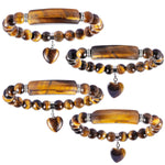 TUMBEELLUWA Healing Stone Bracelet 8mm Beads Chakra Crystal Energy Heart Charm Bracelet Handmade Jewelry for Women #4 tiger's eye crystal stone