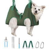 Supet Dog Grooming Hammock for Dog and Cat, Relaxation Pet Grooming Sling Helper, Breathable Pet Grooming Hammock for Nail Trimming, Ear/Eye Car with Nail Clippers/Trimmers/Scissors M（ Legs Spacing：9"-12.5" / Max W：50LBS ） Green