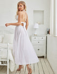 Avidlove Women Lingerie Deep V Neck Nightwear One Piece Sexy Nightgowns Mosaic Lace Mesh Dress Medium White