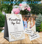 Parenting Tip Jar Sign - Advice for New Parents, Baby Shower Games - 1 Sign and 50 Advice Cards (21D)