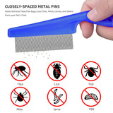 BENSEAO Flea Comb for Cats Dog Comb Lice Comb Metal Teeth Durable Tear Stain Dog Combs Remove Float Hair Combing Tangled Hair Dandruff Pet Comb Grooming Set 3 Pieces Add Storage Pouch (Blue) Blue