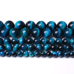 10mm 38pcs Blue Tiger Eye Gemstone Loose Beads Natural Round Crystal Energy Stone Healing Power for Jewelry Making 1 Strand 15" (Blue Tiger Eye, 10mm)
