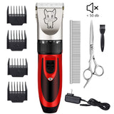 Dog Grooming Kit Clippers, Low Noise, Electric Quiet, Rechargeable, Cordless, Pet Hair Thick Coats Clippers Trimmers Set, Suitable for Dogs, Cats, and Other Pets(Red) Red
