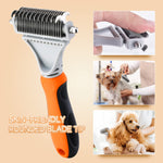 uniros Dematting Comb for Dog and Cat, Professional Pet Dematting Comb with Double Sided Stainless Steel Pet Safe Blades, Shedding Brush Undercoat Rake Tool for Removing Knots and Tangled Hair Single Pack