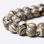 60pcs 6mm Natural Yellow Malachite Beads Round Loose Beads for Jewelry Making DIY Bracelets Necklace Crystal Energy Healing Power Stone (6mm, Yellow Black Malachite)