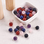FASHEWELRY 100Pcs Natural Mixed Round Gemstone Pendants Healing Crystal Chakra Dangle Ball Stone Charms for Jewelry Making Hole: 2mm Mixed Color-Ball-Random*