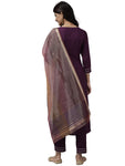 INDO ERA Women's Cotton Blend Embroidered Straight Kurta Trouser With Dupatta Set(KD4PR9060)